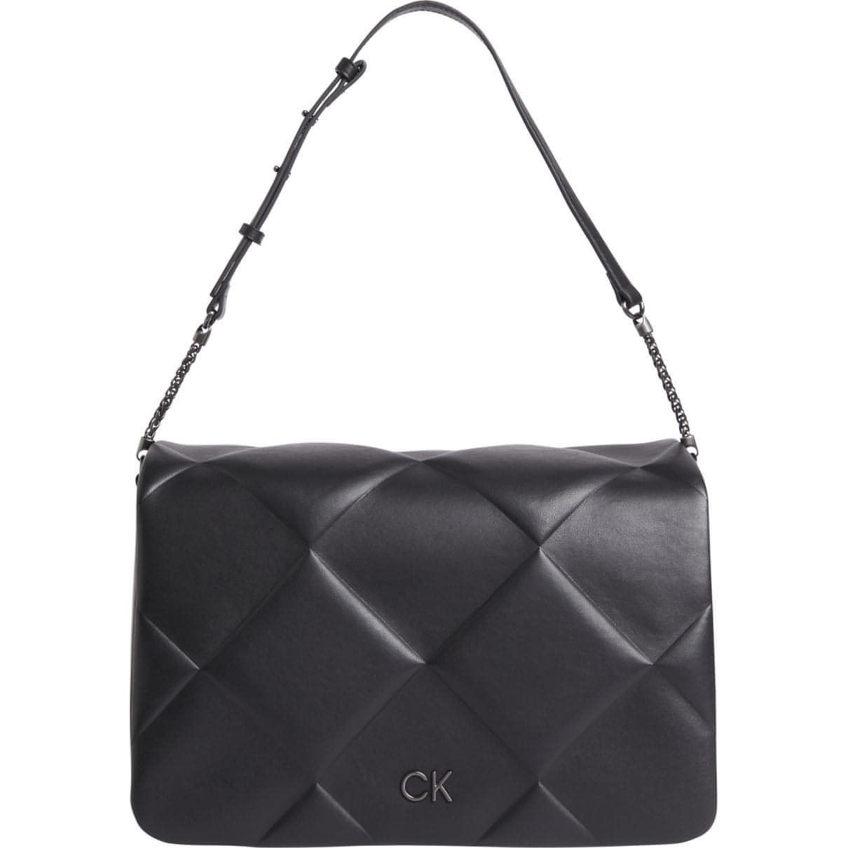 CALVIN KLEIN moteriška juoda rankinė per petį Re-lo quilt shoulder bag