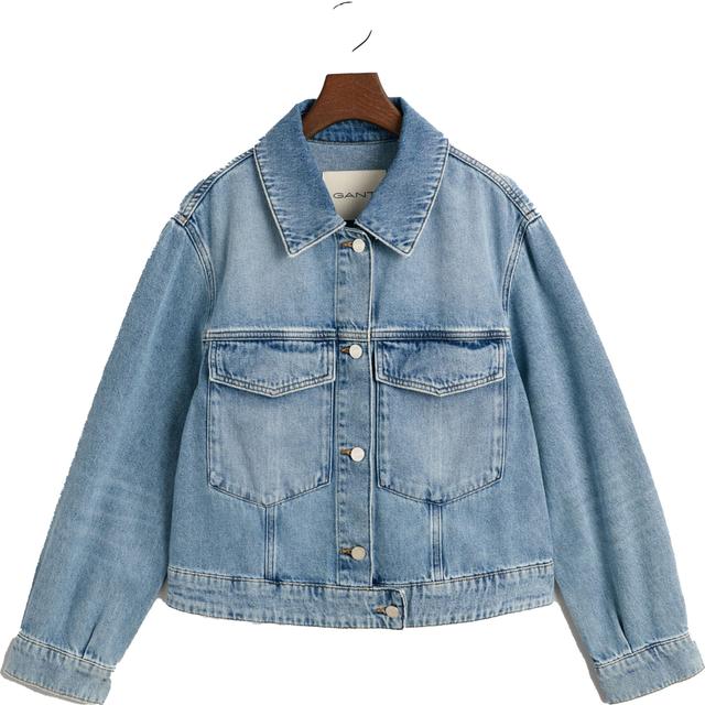 Striukė moterims, Mėlyna, CROPPED DENIM JACKET