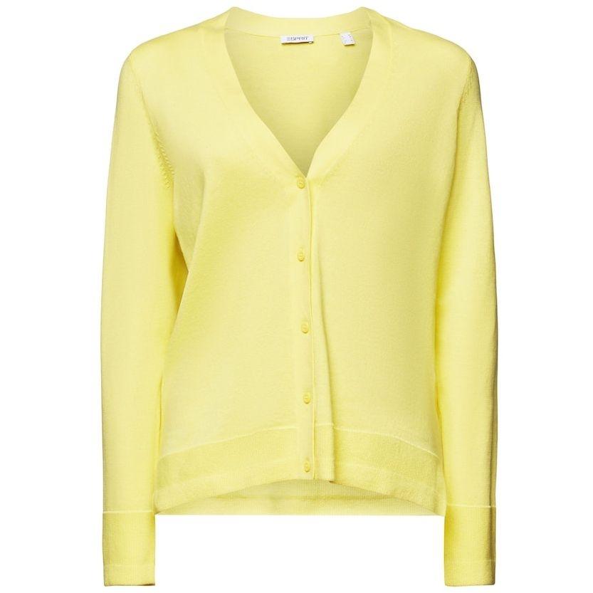 Kardiganas moterims, Geltona, v-neck cotton cardigan