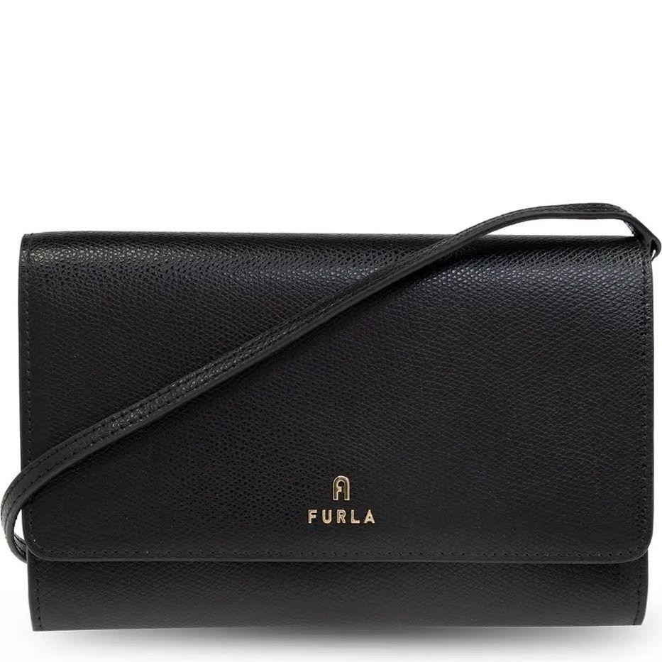 Piniginė moterims, Juoda, Furla camelia chain wallet