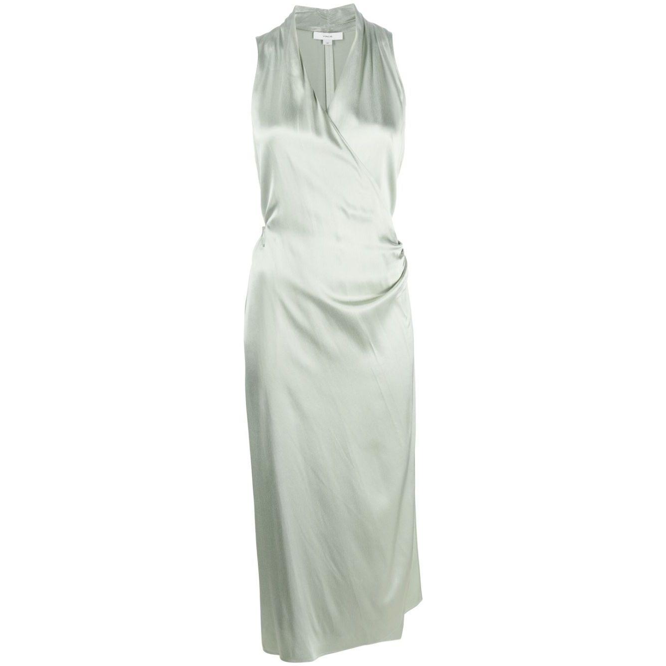 Maxi suknelė moterims, Balta, Draped pleat wrap dress