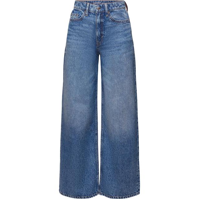 Platūs džinsai moterims, Mėlyna, High-Rise Wide-Leg Retro Jeans