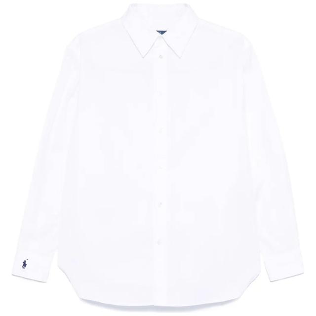 Marškiniai ilgomis rankovėmis moterims, Balta, Long sleeve-button front shirt