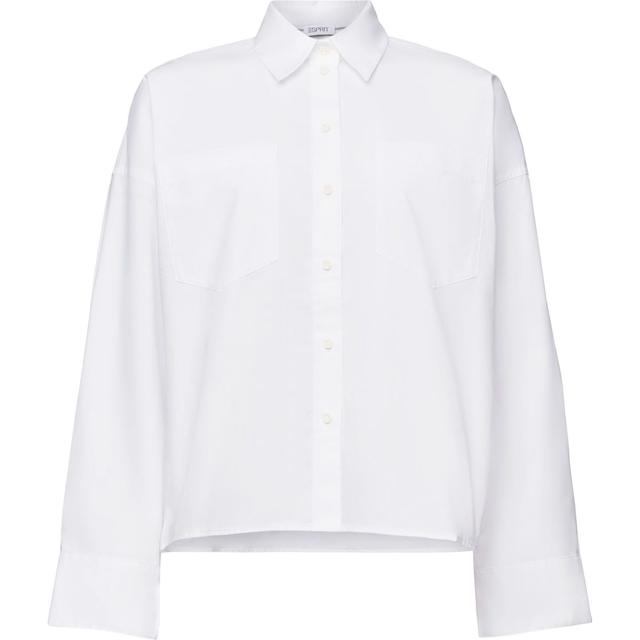 Palaidinės moterims, Balta, Long Sleeve Poplin Shirt