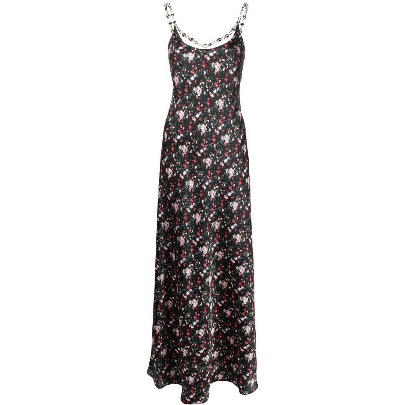 Maxi suknelė moterims, Juoda, Tank sleeve chain maxi dress