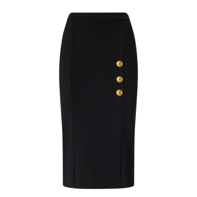 Maxi sijonas moterims, Juoda, Full milano knit pencil skirt