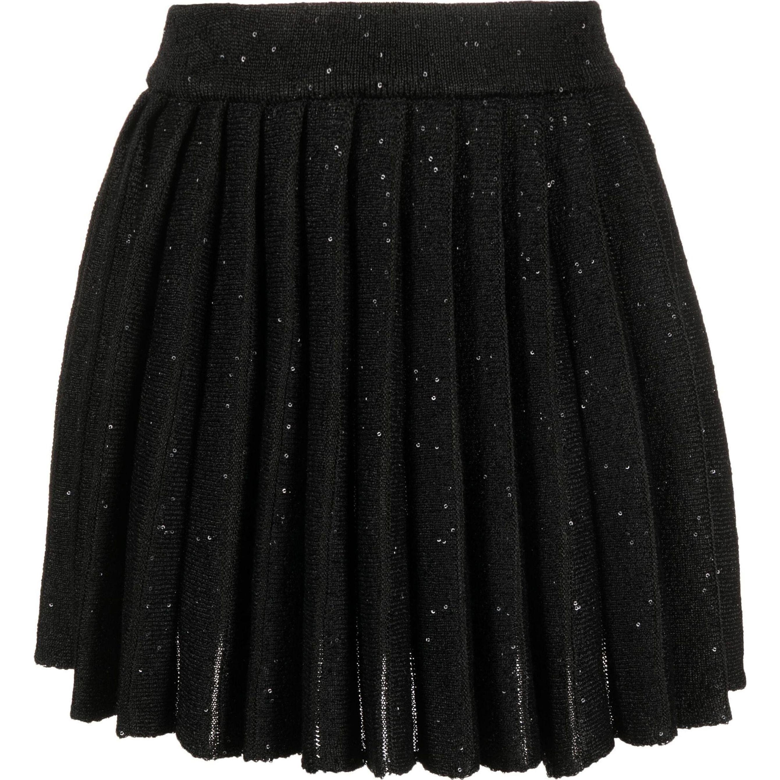 Mini sijonas moterims, Juoda, Black pleated knit mini skirt