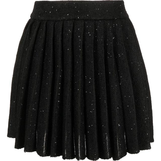 Mini sijonas moterims, Juoda, Black pleated knit mini skirt