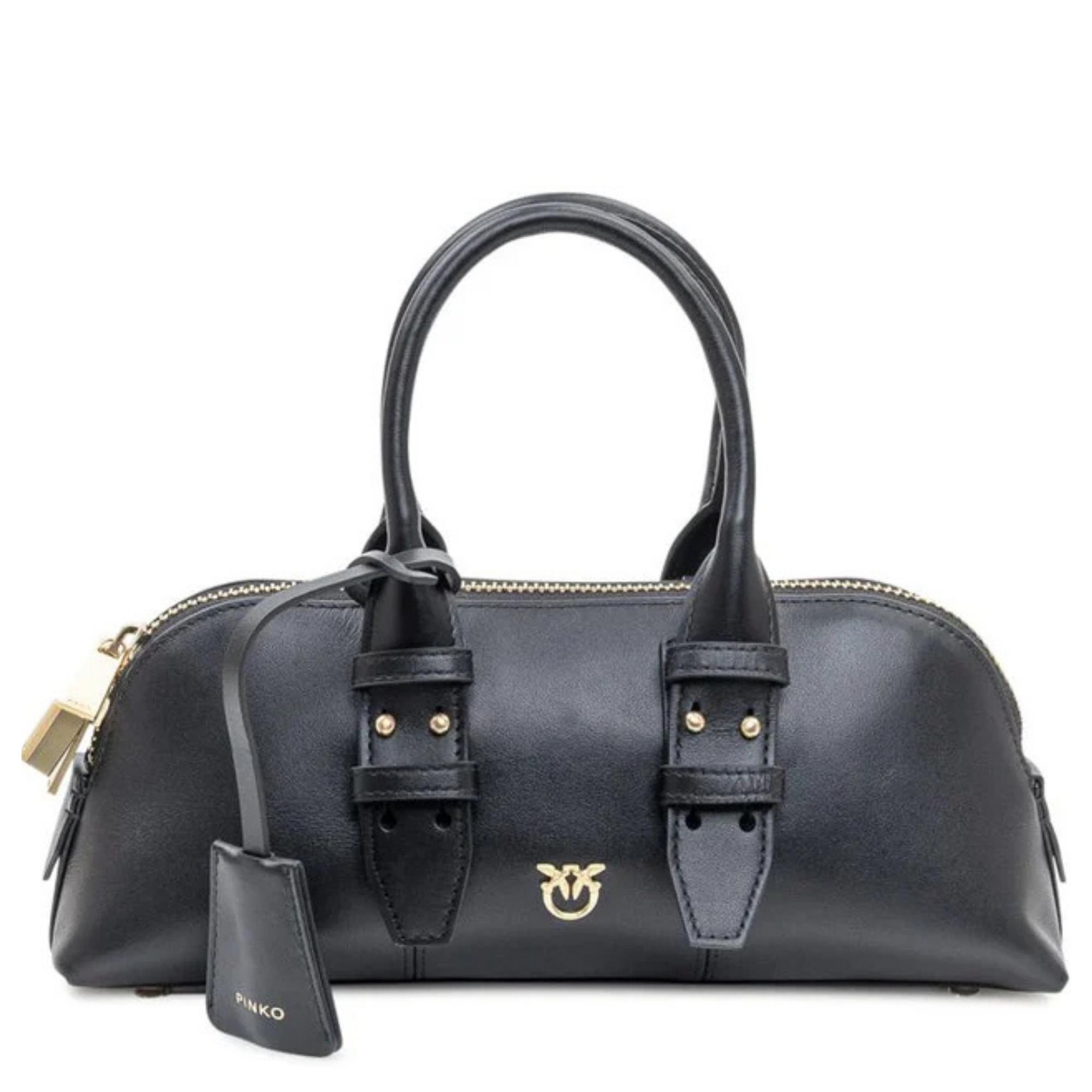 Rankinė per petį moterims, Juoda, Bowling bag baguette vitello m