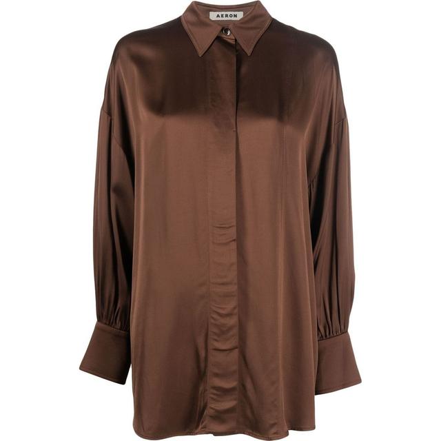 Marškiniai ilgomis rankovėmis moterims, Ruda, Oversized pyjama shirt