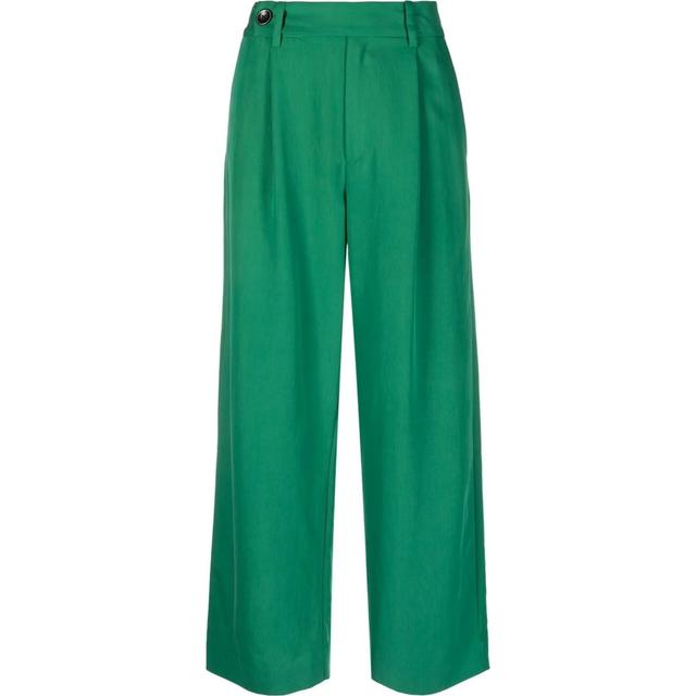 Laisvalaikio kelnės moterims, Žalia, Drapey suiting wide leg pant