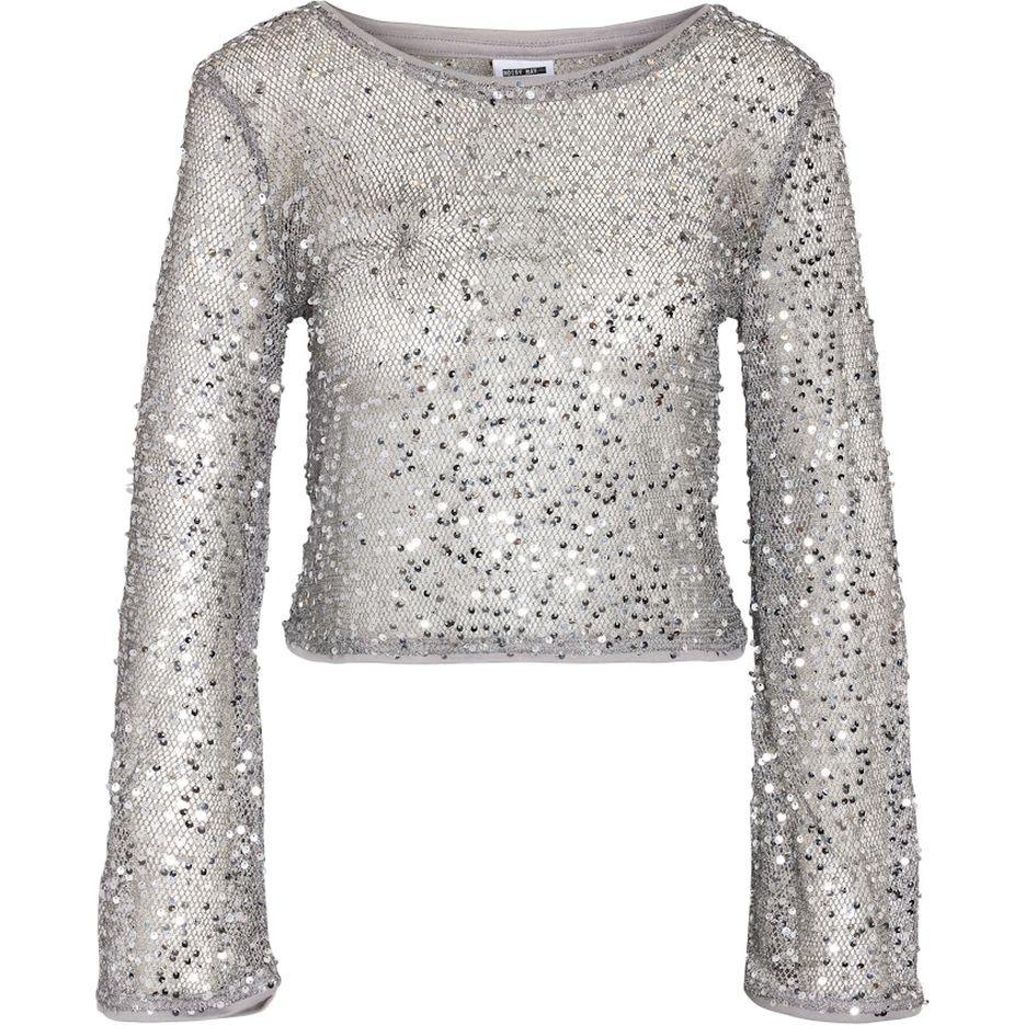 Palaidinės moterims, Sidabrinė, Paila cropped bell sleeve top