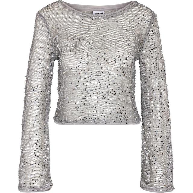 Palaidinės moterims, Sidabrinė, Paila cropped bell sleeve top