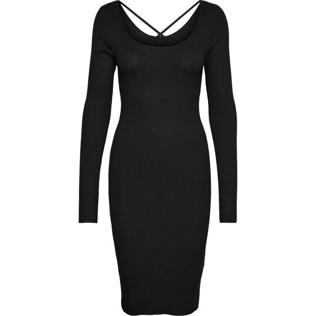 Midi kleit moterims, Must, VMGLORY LS U-NECK DRESS