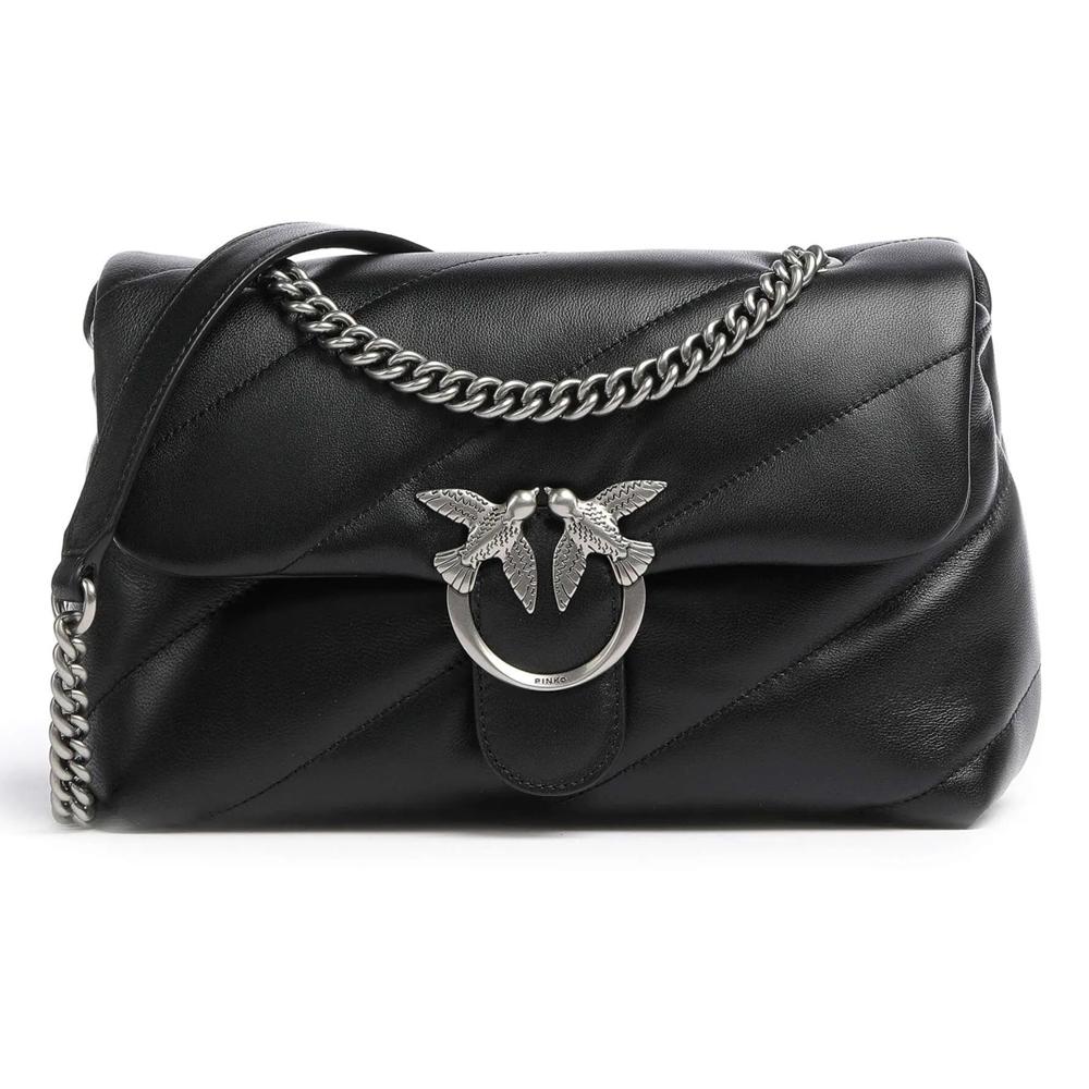 Rankinė per petį moterims, Juoda, Love puff crossbody bag