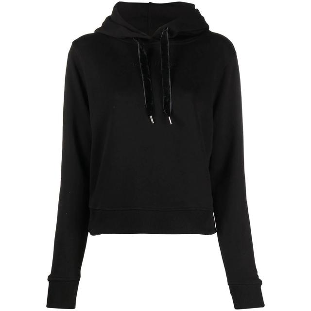 Džemperis moterims, Juoda, Reg short vlvt trim hoodie