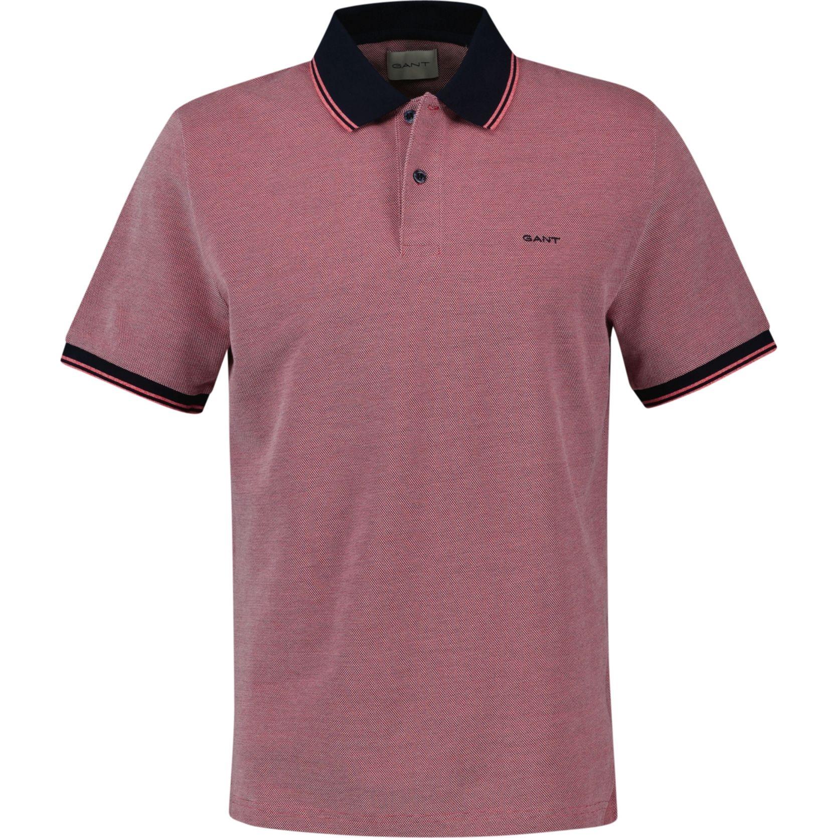 Polo marškiniai trumpos rank. vyrams, Raudona, 4-col oxford SS pique