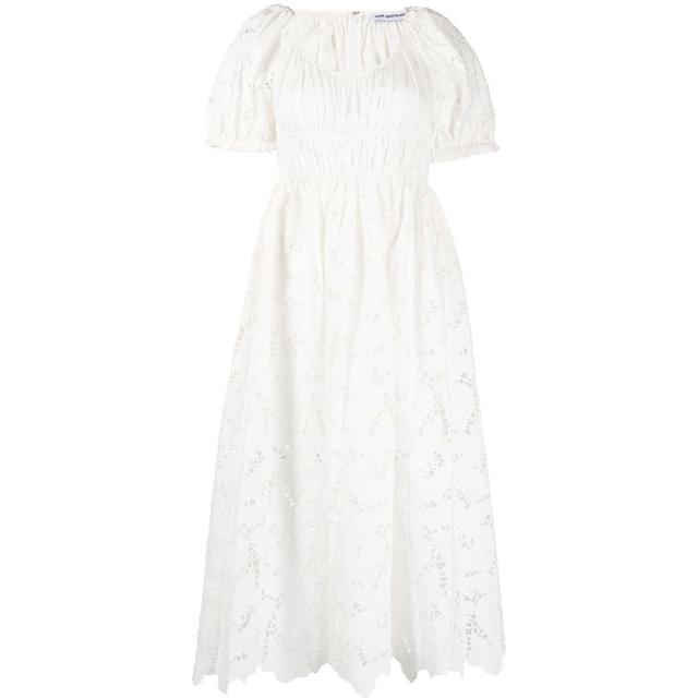 Midi suknelė moterims, Balta, White cotton lace midi dress
