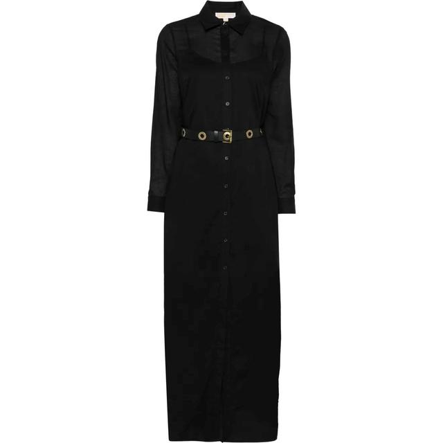 Maxi suknelė moterims, Juoda, Slit maxi shirt dress