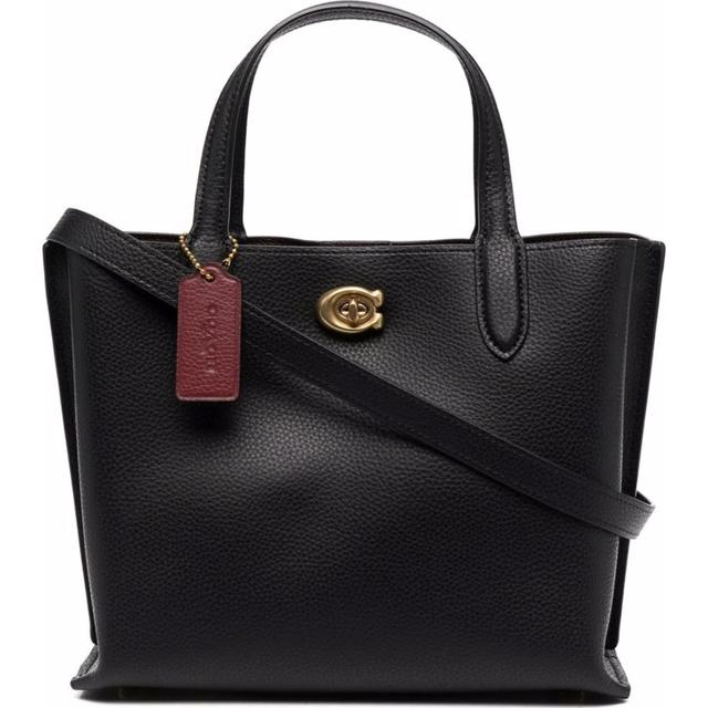 Pirkinių krepšys moterims, Juoda, Leather willow tote