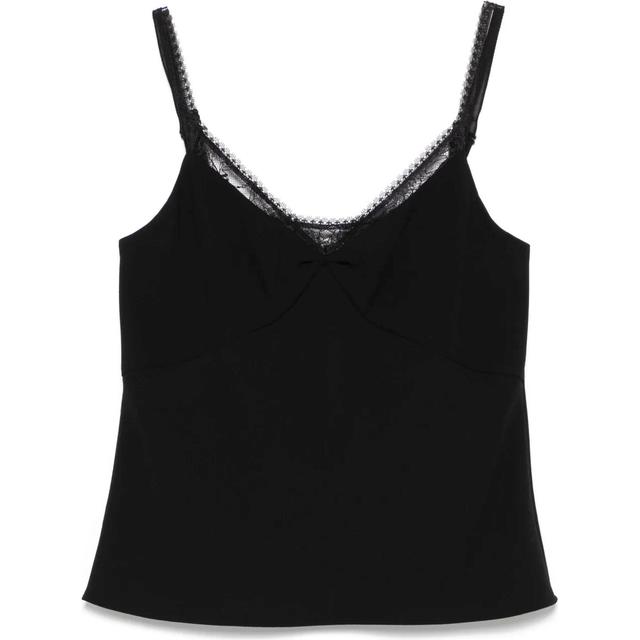 Marškiniai be rankovių moterims, Juoda, Lace trim cami