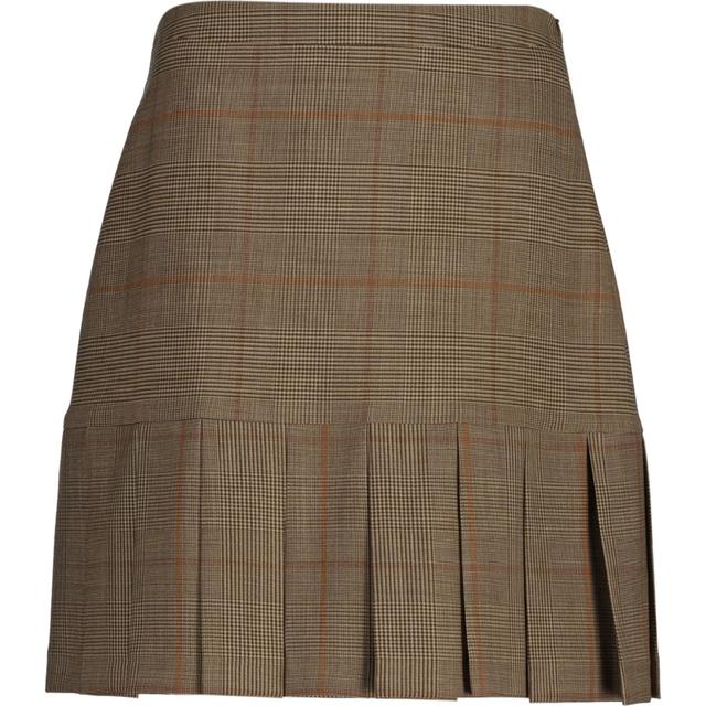 Midi sijonas moterims, Ruda, Checked pleated skirt