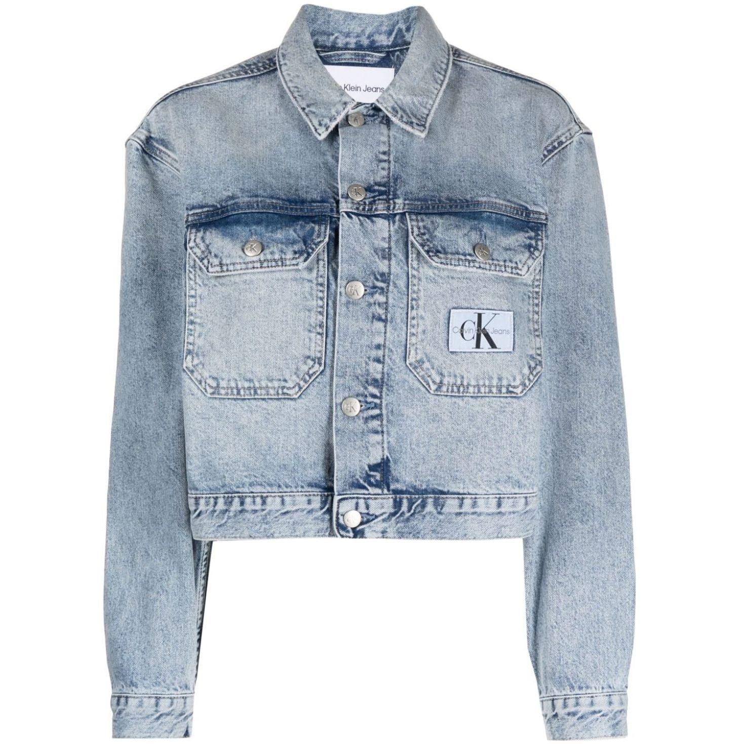 Džinsinis švarkas moterims, Mėlyna, Oversized cropped denim jacket