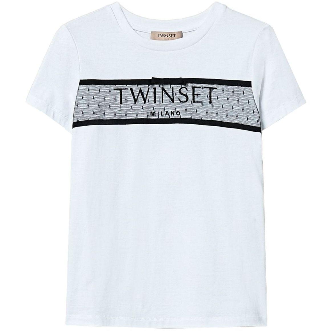 Marškinėliai trump. rankovėmis moterims, Balta, Embroidered logo t-shirt