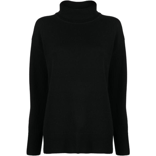 Megztinis moterims, Juoda, High neck soft wool sweater