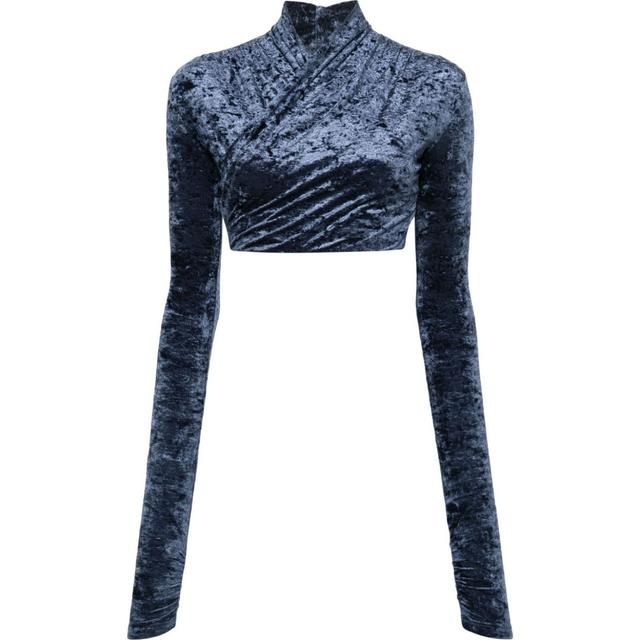 Trumpinti marškinėliai moterims, Mėlyna, Ophelia top crossover crop top