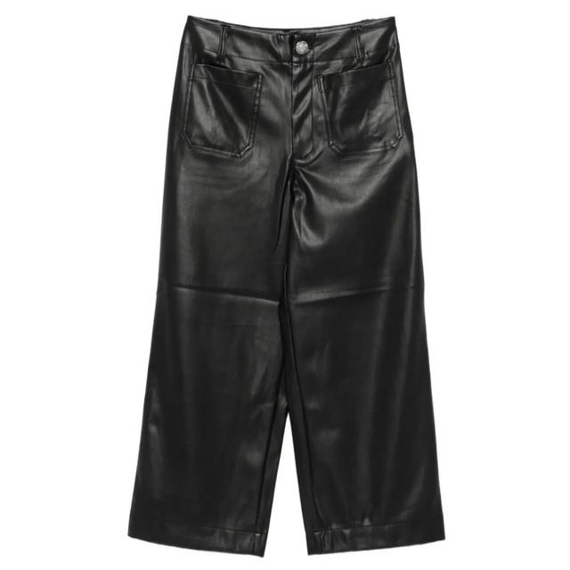 Kelnės moterims, Juoda, High rise cropped pants