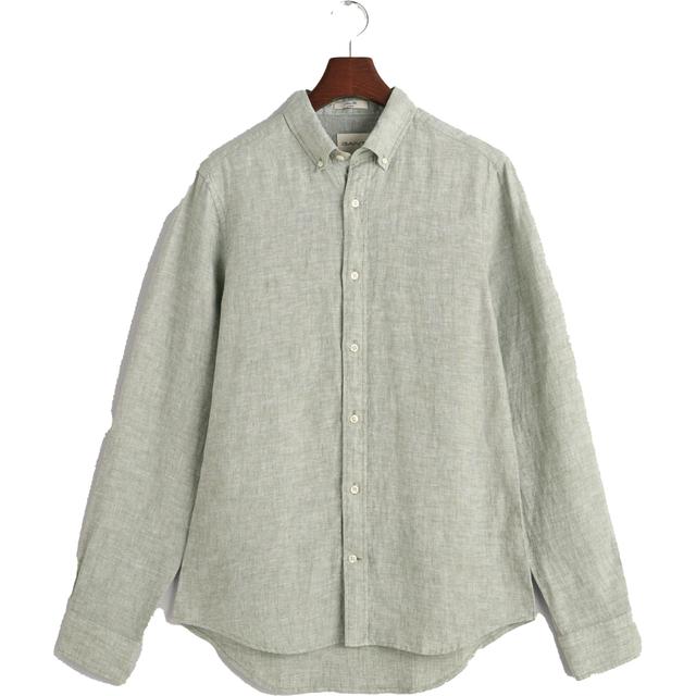 Marškiniai vyrams, Žalia, SLIM LINEN SHIRT