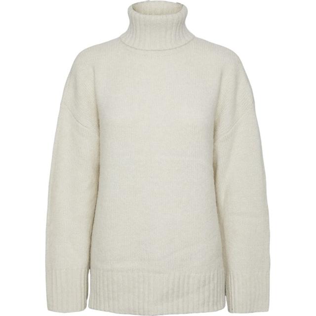Megztinis su kaklu moterims, Balta, Nancy roll neck knit