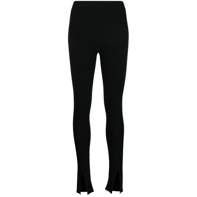 Tamprės moterims, Juoda, Ribbed slit front leggings