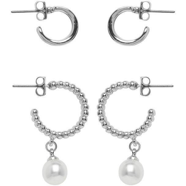 Auskarai moterims, Sidabrinė, PCMENI 2-PACK EARRING