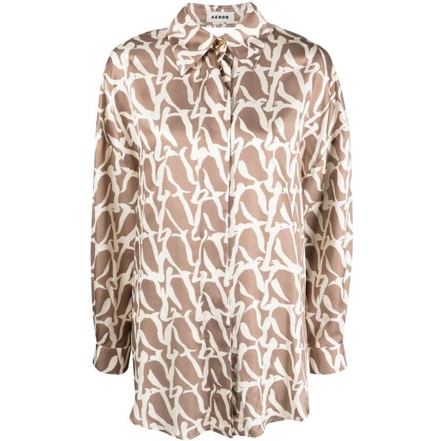 Marškiniai ilgomis rankovėmis moterims, Marga, Silk print shirt