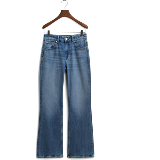 Platėjantys džinsai moterims, Mėlyna, Slim flare stretch jeans