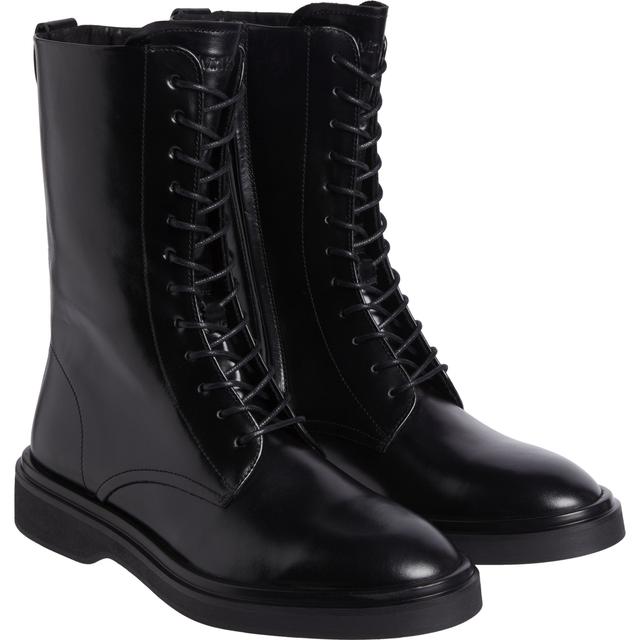 Aulinukai moterims, Juoda, Flat mid lace up boot