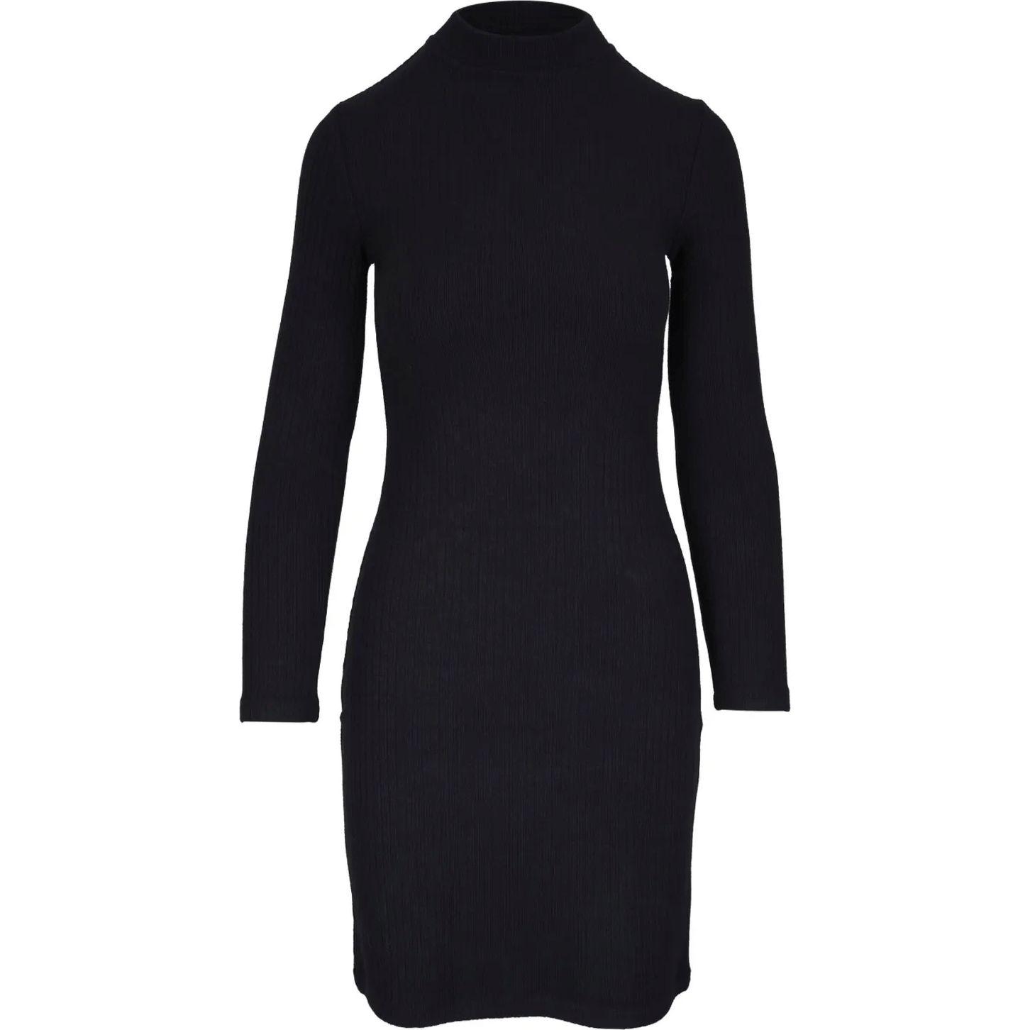 Mini suknelė moterims, Juoda, Rib l/s short dress