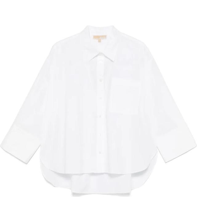 Marškiniai ilgomis rankovėmis moterims, Balta, Solid poplin shirt