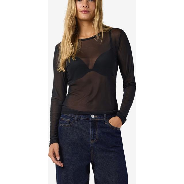 Palaidinės moterims, Juoda, NMJUDITH L/S MESH TOP