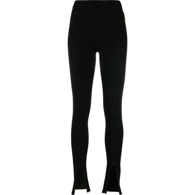 Formalios kelnės moterims, Juoda, Ribbed slim flare pants