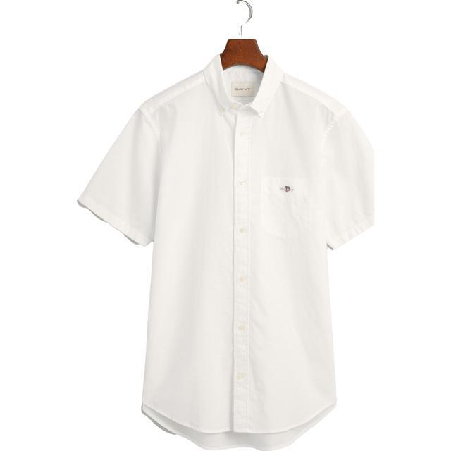 Marškiniai vyrams, Balta, REG COTTON LINEN SS SHIRT