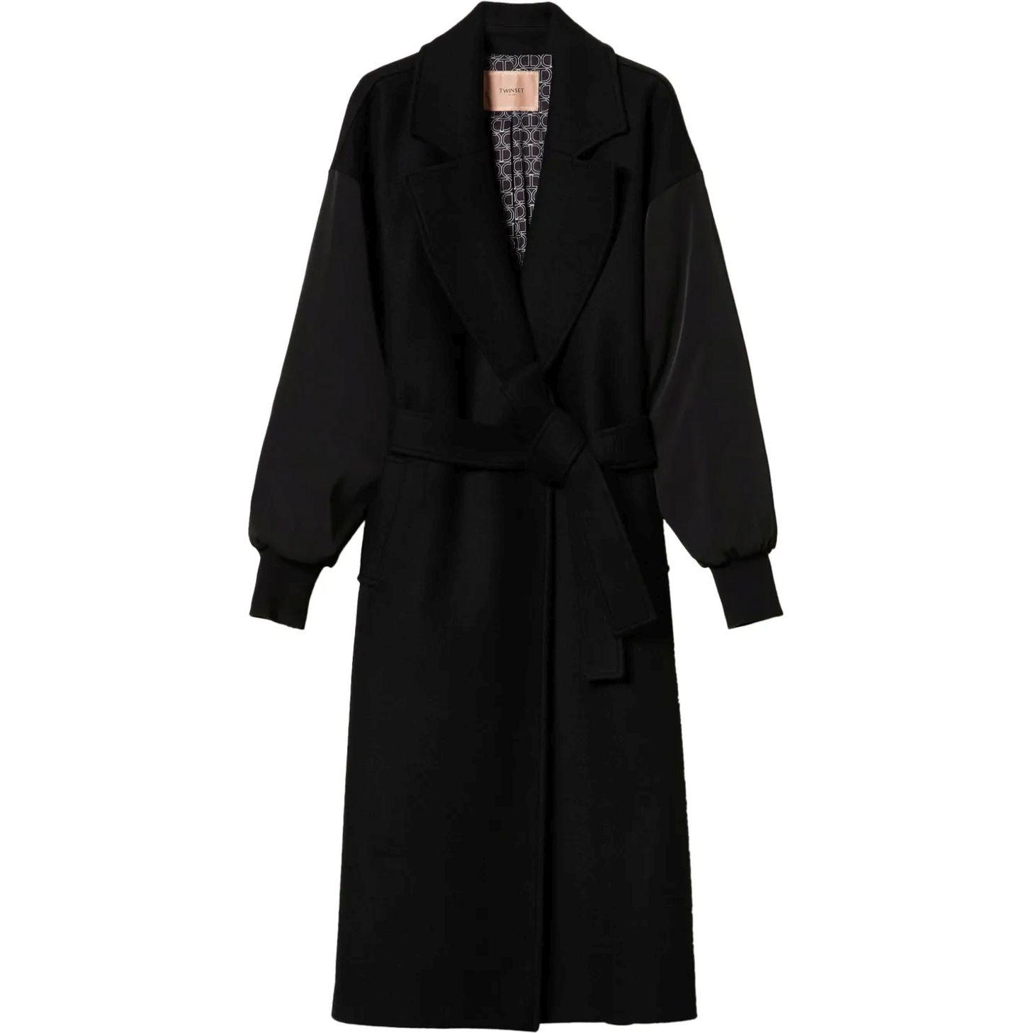 Paltas moterims, Juoda, Wool blend cloth coat