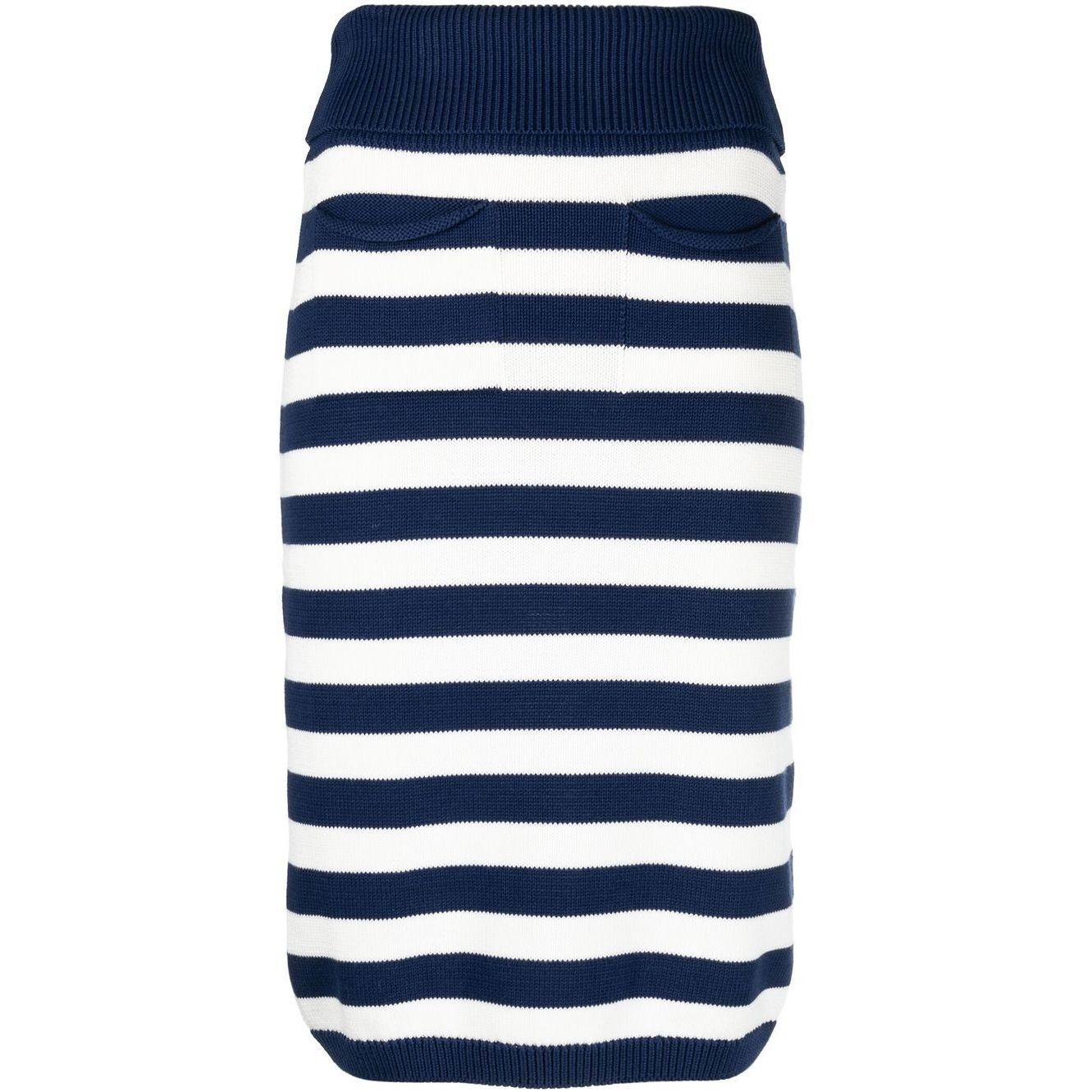 Mini sijonas moterims, Mėlyna, Nautical stripes midi skirt