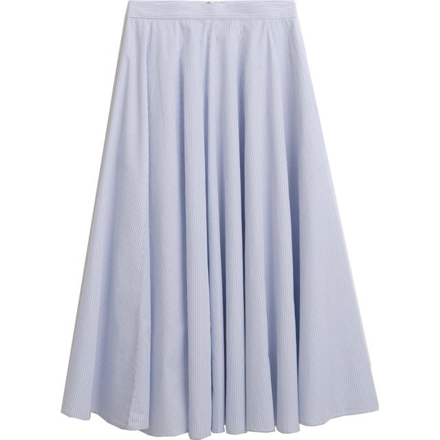 Midi sijonas moterims, Mėlyna, Striped skirt