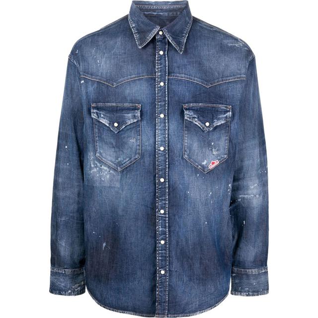 Marškiniai ilgomis rankovėmis vyrams, Mėlyna, Denim shirt
