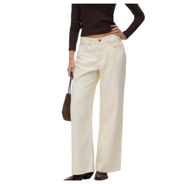 Platūs džinsai moterims, Balta, Lullu