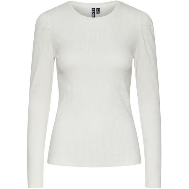 Marškinėliai moterims, Balta, PCRUKA LS PUFF TOP N