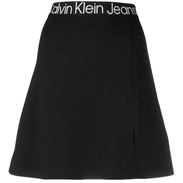Midi sijonas moterims, Juoda, Logo waistband milano skirt